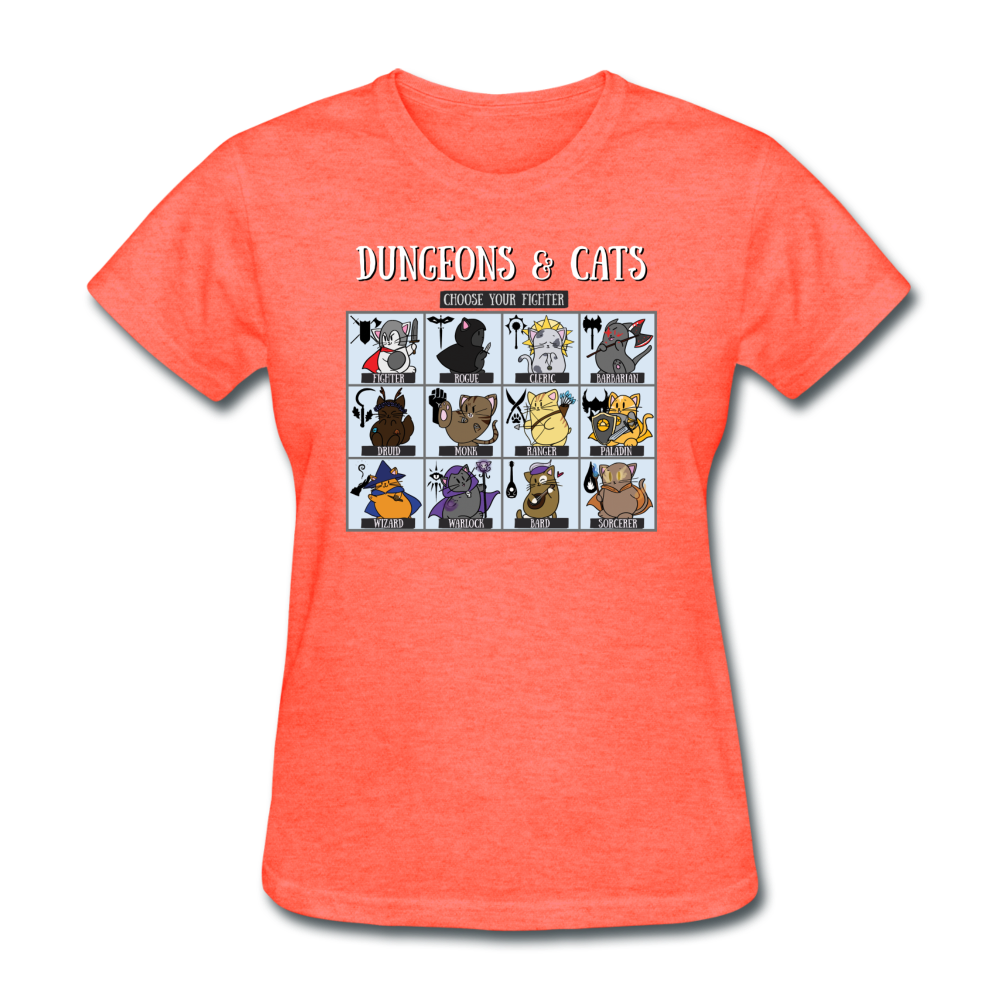 DnD Fighter Cats - Women's T-Shirt - heather coral