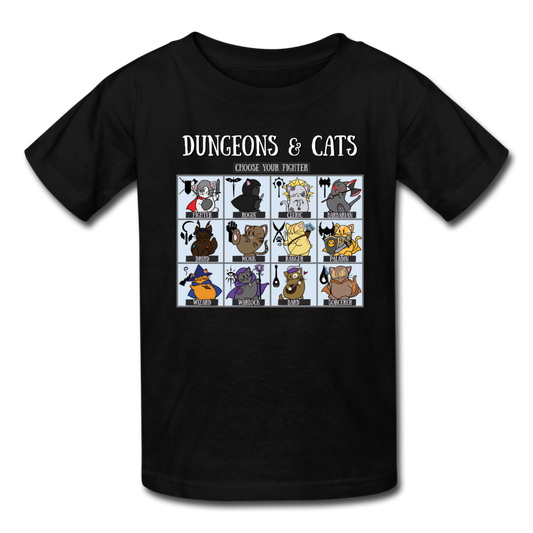 Dungeons and Cats Kids' T-Shirt - black