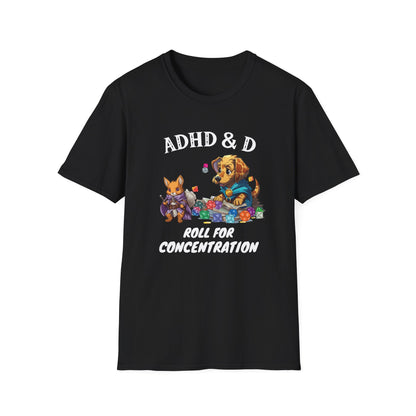 ADHD&D Roll For Concentration - Gildan Unisex Softstyle T-Shirt