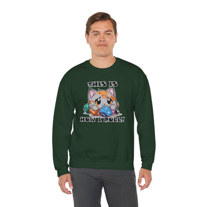 This Is How I Roll with Cute Cat - Gildan Unisex Heavy Blend™ Crewneck Sweatshirt