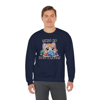 This Is How I Roll with Cute Cat - Gildan Unisex Heavy Blend™ Crewneck Sweatshirt