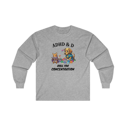 ADHD&D Roll for Concentration - Gildan Ultra Cotton Mens Long Sleeve Tee