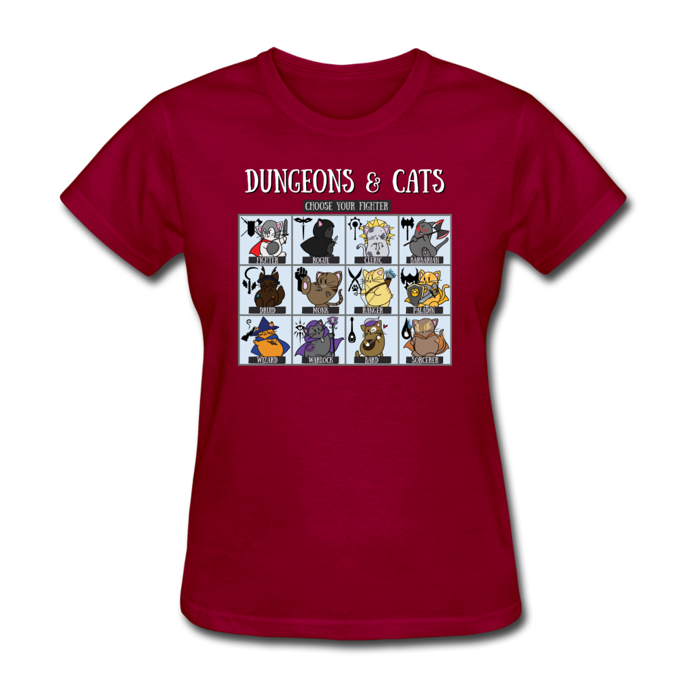 DnD Fighter Cats - Women's T-Shirt - dark red