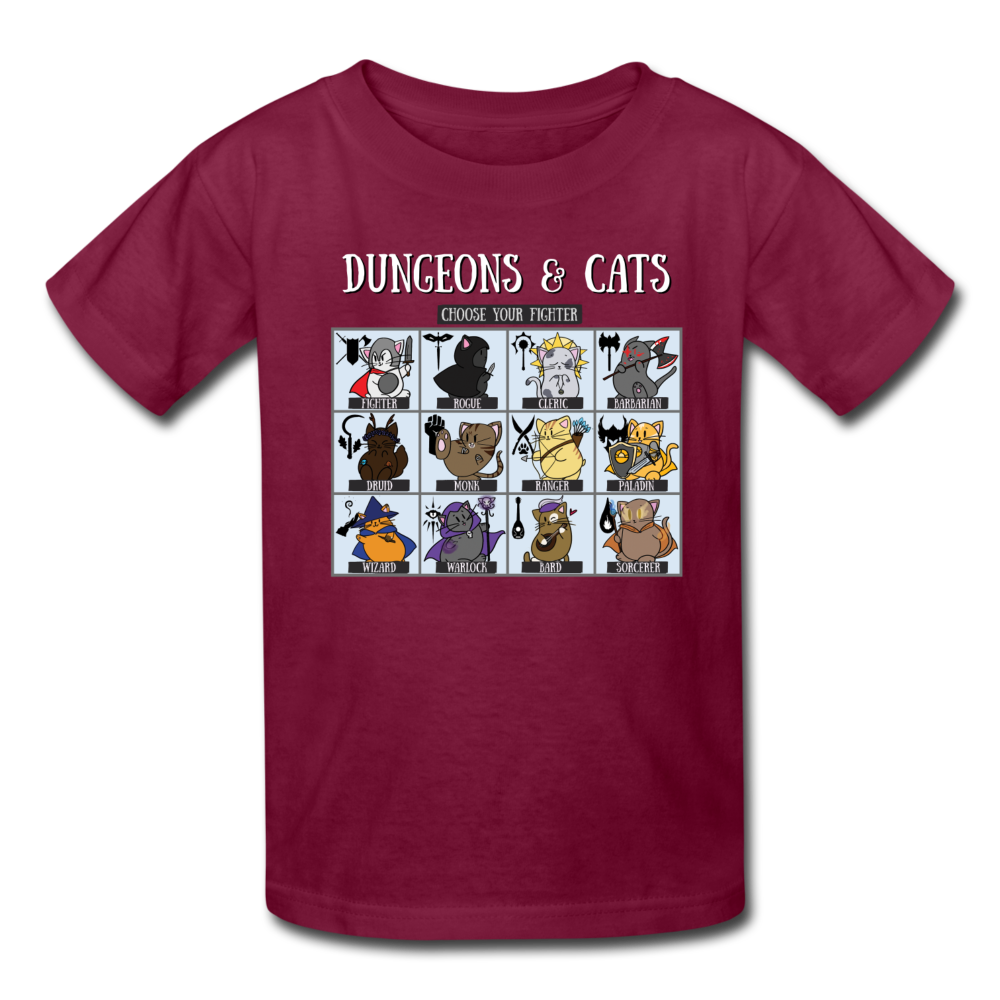 Dungeons and Cats Kids' T-Shirt - burgundy