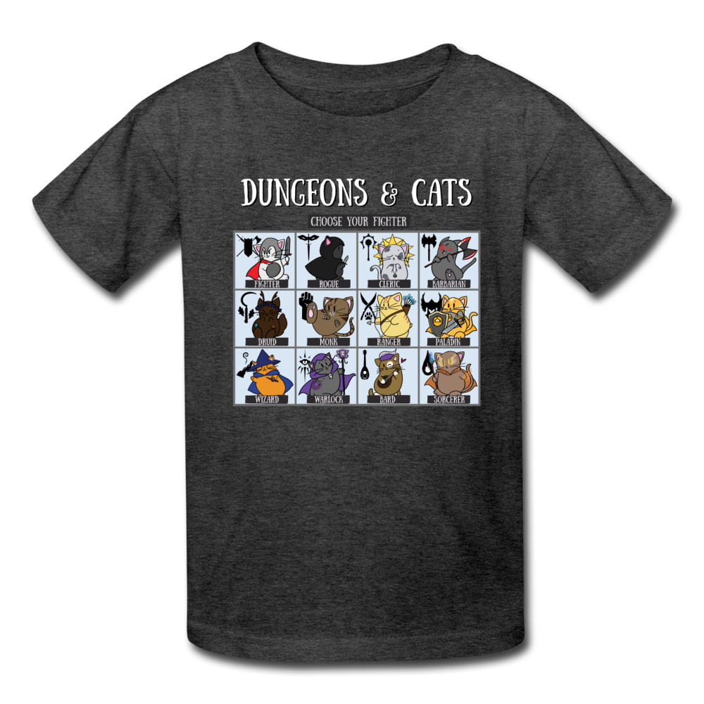 Dungeons and Cats Kids' T-Shirt - heather black