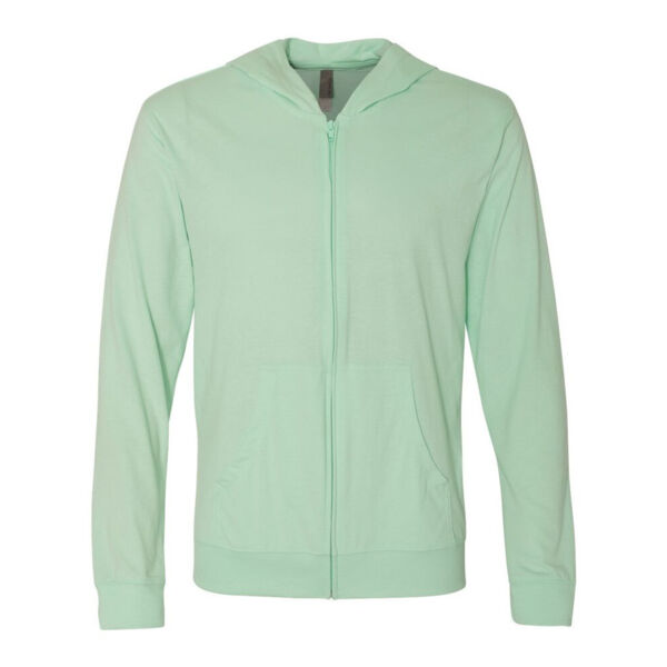 Unisex Sueded Long Sleeve Hooded Full Zip T-Shirt Thumbnail